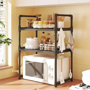 Универсальная полка-стеллаж для микроволновки 2 уровня 48х26х71 см YH-6616-2 черная Универсальная полка-стеллаж для микроволновки 2 уровня 48х26х71 см YH-6616-2 черная