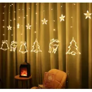 Гірлянда Штора з формами дзвіночок, ялинка, олень 12 PCS light