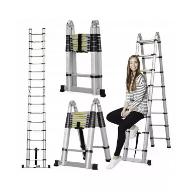 Сходи-Стремянка 5,80м (2,9+2.9) телескопічна, складана алюмінієва