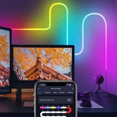 Умная гибкая LED Neon RGB лента-шланг 10 метров от USB управление режимами с телефона,Bluetooth приложение,пульт