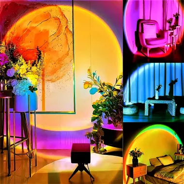 Sunset Lamp RGB 16 цветов - проекционный светильник заката, рассвета с пультом