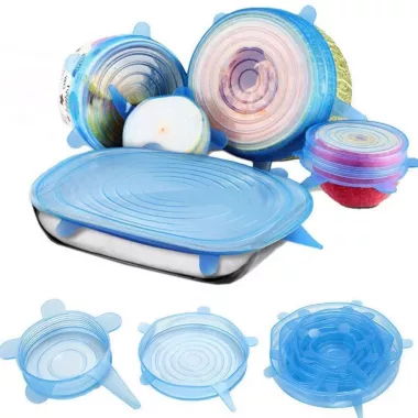 Набор силиконовых крышек, пленок для хранения продуктов Silicon Lids 6 штук Набор силиконовых крышек, пленок для хранения продуктов Silicon Lids 6 штук