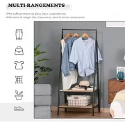 Универсальная прочная напольная передвижная стойка вешалка для одежды с деревянными полками