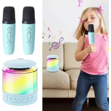 Портативна акустична колонка K19 з Bluetooth та LED-підсвічуванням для караоке бірюзовий