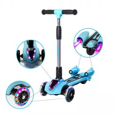 Дитячий турбо - самокат з димом та музикою GLANBER Синій