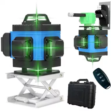 Лазерный 4D 16-линейный зеленый нивелир 24V 5Ah, самовыравнивающийся уровень для измерения сечения 16 лучей на 360 в кейсе