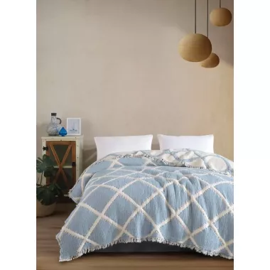 Муслиновое покрывало Ivory  230х250 см Голубое