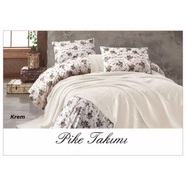 Постільна білизна з вафельним покривалом La Villa Mavi Персиковий