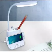 Рожева Акумуляторна настільна LED лампа Bionic Desk Lamp c USB виходом, органайзером та підставкою для смартфона