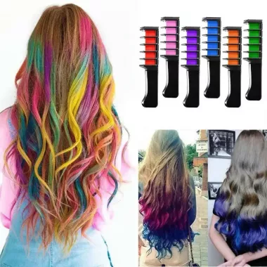 Набор мела для волос 10 шт Hair chalk Разноцветные красители расческа для детей и взрослых