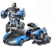 Машинка Трансформер Bugatti Size 18 см Robot Car синяя с пультом