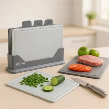Кухонный набор досок Zepline ZP-00220 5 предметов с подставкой серый Кухонный набор досок Zepline ZP-00220 5 предметов с подставкой серый