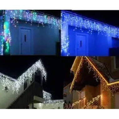 Холодний білий Новорічна святкова гірлянда бахрома 120 Led прозорий провід 3х0.5 м