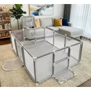 Детский игровой манеж-ограждение 125х125х63см для игр с баскетбольной корзиной и карманом для игрушек Серый