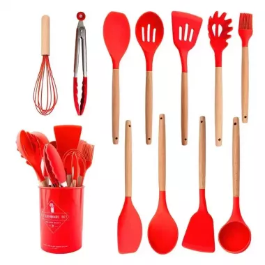 Набор кухонных принадлежностей силиконовый Kitchen Set RB-2239 красный (12 предметов) Набор кухонных принадлежностей силиконовый Kitchen Set RB-2239 красный (12 предметов)
