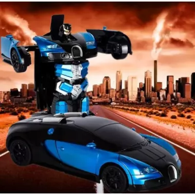 Машинка Трансформер Bugatti Size 18 см Robot Car синя з пультом