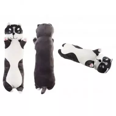 Мяка іграшка подушка довгий Хаскі антистрес подушка сірий 150 см