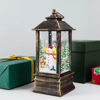 Музыкальный металлический новогодний фонарик-светильник h=28 см