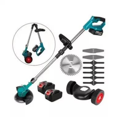 Аккумуляторная газонокосилка-триммер + колеса 48 В, 2 батареи, 2000 мАч