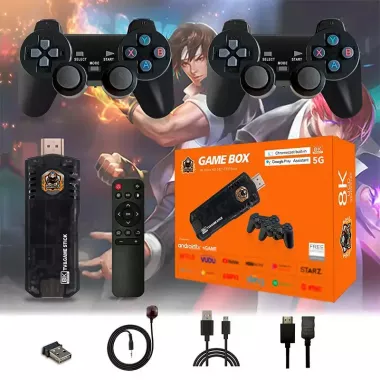 Ігрова ТВ приставка Game Box 8K 8X M98 Smart TV Stick 64GB геймстик з геймпадами + 10000 вбудованих ігор
