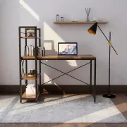 Письмовий стіл для комп'ютера та навчання / Робочий стіл із 4-ярусними полицями 120 x 60 см