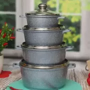 Набор кастрюль с мраморным покрытием 8 предметов Benson BN-379