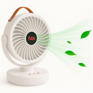 Аккумуляторный мини вентилятор VU-05/FS-25 с поворотом / Вентилятор Mini fan с LED-подсветкой и USB
