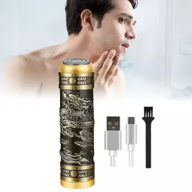 Акумуляторна міні бритва металева дорожня USB електробритва бездротова роторна Mini Shaver Alstow NS-701