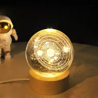 Светодиодный хрустальный шар, декоративный универсальный 3D ночник, хрустальный шар Спутник