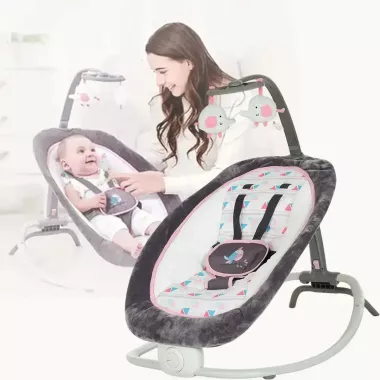 Дитяче крісло-гойдалка для новонароджених до 9 кг, (74х74х48см), 6917, Рожевий