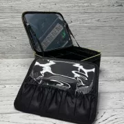 Розовая Органайзер бокс с зеркалом бьюти кейс косметичка чемоданчик сумка для хранения косметики и принадлежностей 26х23х10 см