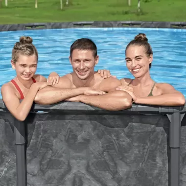 Каркасный круглый бассейн 549х132 см на 26 000 л с фильтр-насосом, лестницей, тентом Bestway 561KC Каркасный круглый бассейн 549х132 см на 26 000 л с фильтр-насосом, лестницей, тентом Bestway 561KC