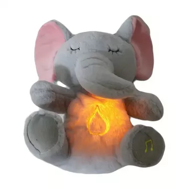 Плюшевий слоник з нічним світлом та заспокійливою музикою, інтерактивні колискові та рух вух, 30 см