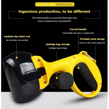 Автоматичний совок для збирання Pooper Scooper 25 x 11 x 9 см / Щипці для збирання з карабіном та мішками в комплекті