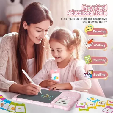 Говорящие обучающие карточки Монтессори для изучения английского языка 2в1 интерактивный планшет и цветная LCD доска для рисования 224 слов мышка Розовый Говорящие обучающие карточки Монтессори для изучения английского языка 2в1 интерактивный планшет и цветная LCD доска для рисования 224 слов мышка Розовый