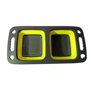 Дошка-друшляк силіконова складана миска-трансформер для овочів та фруктів 2 шт в одному