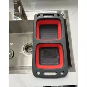 Дошка-друшляк силіконова складана миска-трансформер для овочів та фруктів 2 шт в одному