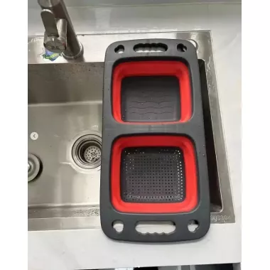 Дошка-друшляк силіконова складана миска-трансформер для овочів та фруктів 2 шт в одному