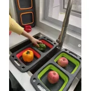Дошка-друшляк силіконова складана миска-трансформер для овочів та фруктів 2 шт в одному