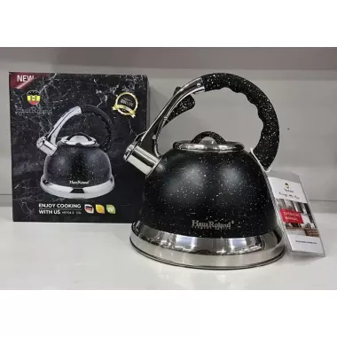 Чайник с гранитным покрытием со свистком Haus Roland HR 704-5 3,5 л из нержавеющей стали Черный
