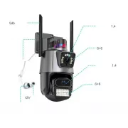 Уличная охранная поворотная WIFI камера Dual Lens Zoom 8MP сирена, зум, удаленным доступом онлайн