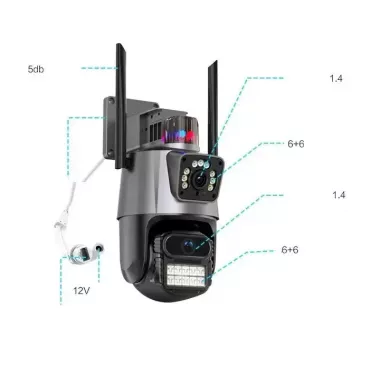 Вулична охоронна поворотна WIFI камера Dual Lens Zoom 8MP сирена, зум,  віддаленим доступом онлайн