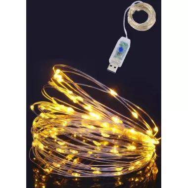 Гірлянда нить USB світлодіодна для дому Роса Теплий білий 10 м