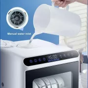 Портативная посудомоечная машина с двойным водоснабжением,горячей сушкой воздуха, УФ-стерилизацией,сенсорным управлением, 3 программы ,5 литров