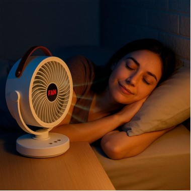 Аккумуляторный мини вентилятор VU-05/FS-25 с поворотом / Вентилятор Mini fan с LED-подсветкой и USB