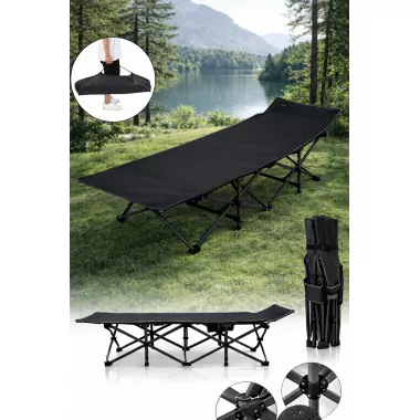 Раскладная кровать с ножками/ раскладушка /раскладной шезлонг (190х68х36) Black Раскладная кровать с ножками/ раскладушка /раскладной шезлонг (190х68х36) Black