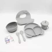 Набор детской посуды, 6 предметов / Набор детской силиконовой посуды Серый