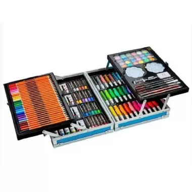 розовый Набор для рисования 145 предметов в алюминиевом чемоданчике