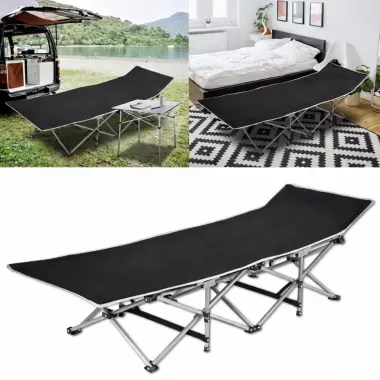 Раскладная кровать с ножками/ раскладушка /раскладной шезлонг (190х68х36) Black Раскладная кровать с ножками/ раскладушка /раскладной шезлонг (190х68х36) Black
