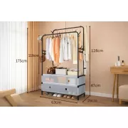 Вішалка підлогова-стелаж для одягу з ящиками зберігання 128*63*48*28 см